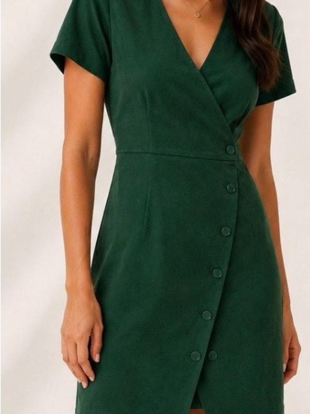 Mango Forest Green Wrap Midi Dress